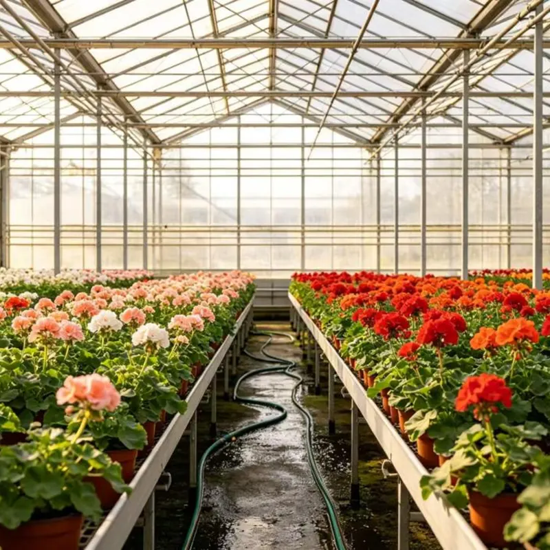 Mehrfeldriges Blumengewächshaus